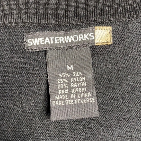 SweaterWorks Silk-Blend Black Cardigan Medium - Picture 3 of 8